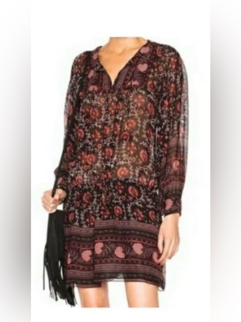Ulla Johnson Black and Pink Patterned Blouse -SZ 10